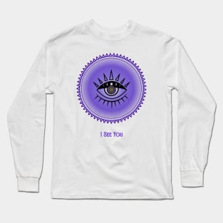 I See You. Third Eye, Meditative. Handmade Mandala. Long Sleeve T-Shirt